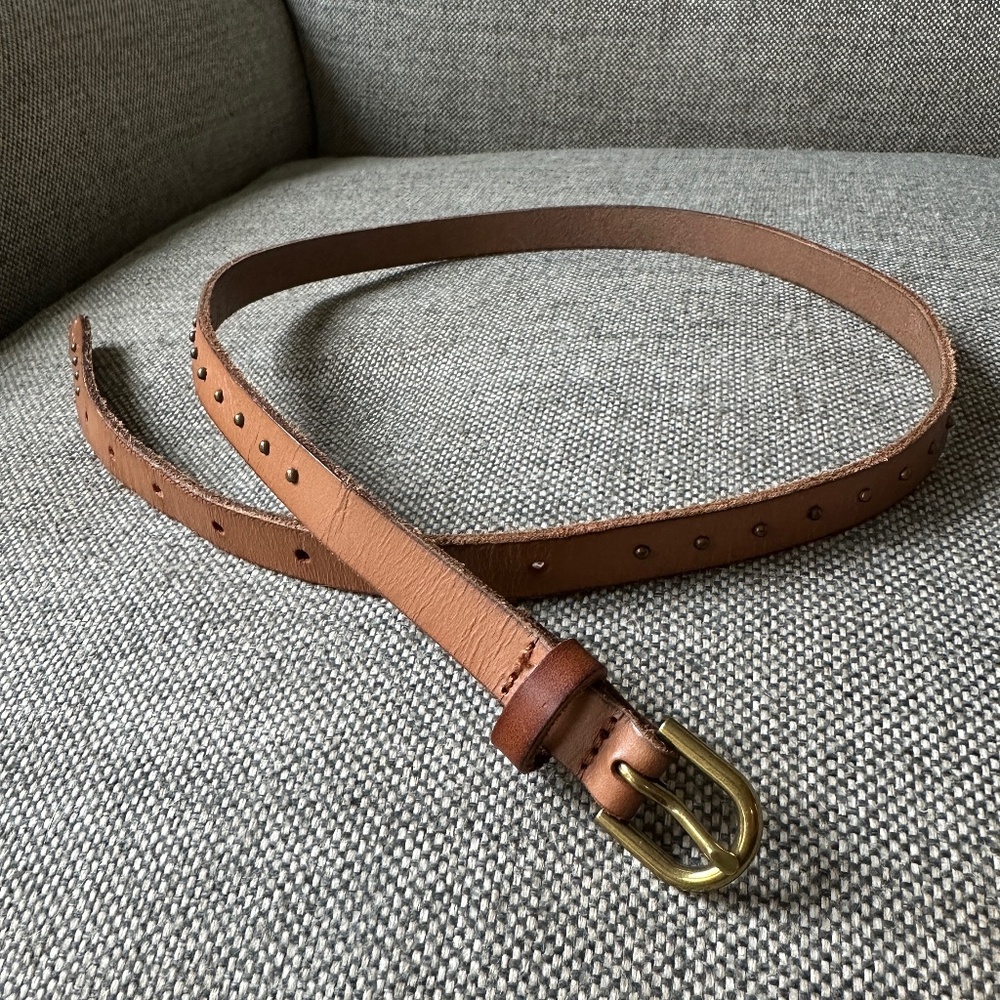 Brown Leather Belt with metal dot accents